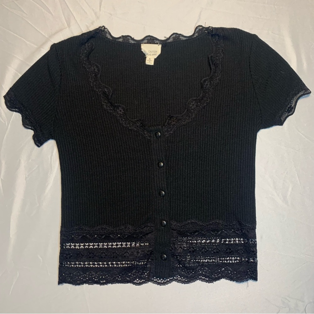 Caution to the Wind Lace T-Shirt Top